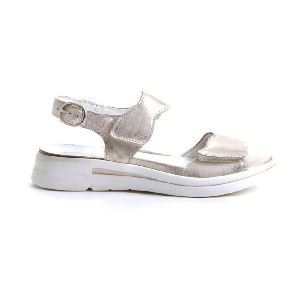 Waldlaufer Sina Metallic Silver Leather Comfort Sandals